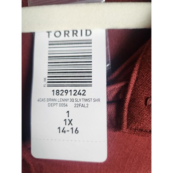 Torrid Brown Lenny 3/4 Sleeve Midi Belted Dress Size 1/1X 14/16 NWT Boho stretch - Picture 8 of 12